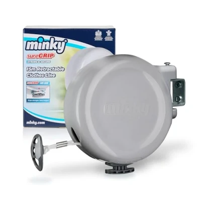 Afbeelding van Minky VT20500103 Intrekbare spoelwaslijn met 15 m droogruimte, grijs
