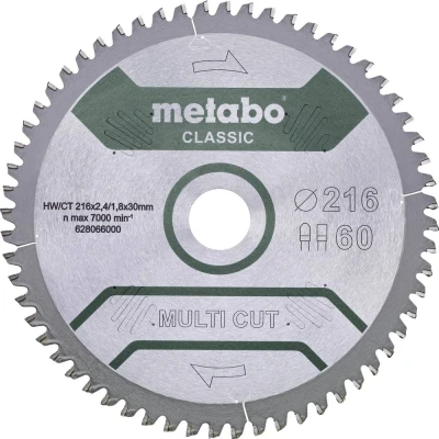 Afbeelding van Metabo MULTI CUT CLASSIC 628666000 Cirkelzaagblad 254 x 30 1.8 mm Aantal tanden: 60 1 stuk(s)