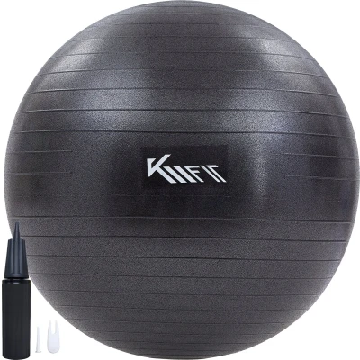 Afbeelding van KM Fit Yoga bal 65 cm Fitness inclusief pomp Pilates BPA vrij materiaal Zwangerschapsbal Zwart