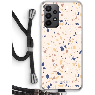 Afbeelding van Case Company® hoesje met Koord geschikt voor Samsung Galaxy A23 Terrazzo N23 Telefoonhoesje Zwart Bescherming aan alle Kanten en Over de Schermrand