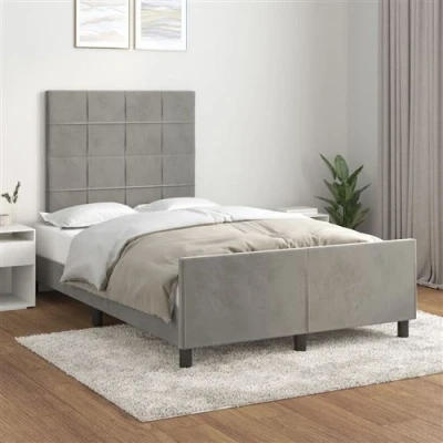 Afbeelding van vidaXL Bedframe met hoofdeinde fluweel lichtgrijs 120x200 cm