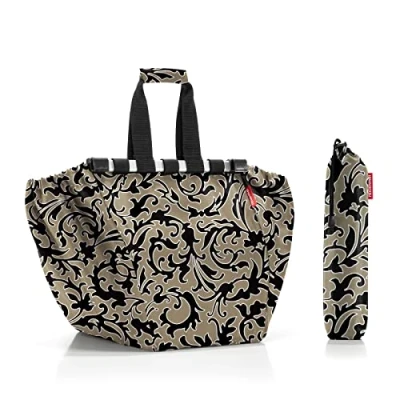 Afbeelding van Reisenthel Easyshoppingbag Shopper Voor Winkelwagen 30L Baroque Marble Zwart