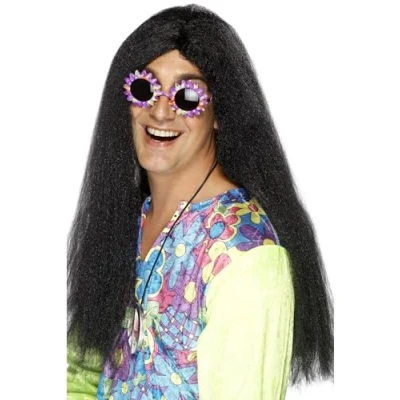 Afbeelding van Pruik hippie zwart voor volwassenen Feestartikel