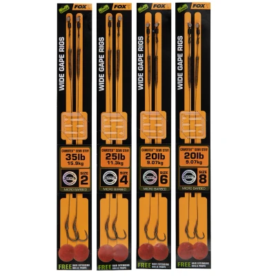 Afbeelding van Fox Edges Wide Gape Camotex Semi Stiff Ready Rigs (2 pcs) Maat : Haak 8 20lb