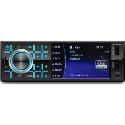 Afbeelding van Caliber Autoradio met Bluetooth DAB Video afspelen op 4 inch Scherm 1 DIN Enkel Achteruitrijcamera Ingang Handsfree bellen USB Lader (RMD404DAB BT)