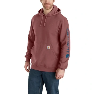 Afbeelding van Carhartt Sweatshirt met brede pasvorm, middelzwaar, logo op de mouwen capuchon voor heren, rood (appelboter Heather), M