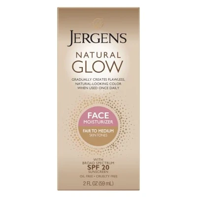 Afbeelding van Jergens Natural Glow Dagelijkse hydraterende gezichtscrème met breed spectrum SPF 20, eerlijke tot gemiddelde huidtinten, 57 ml