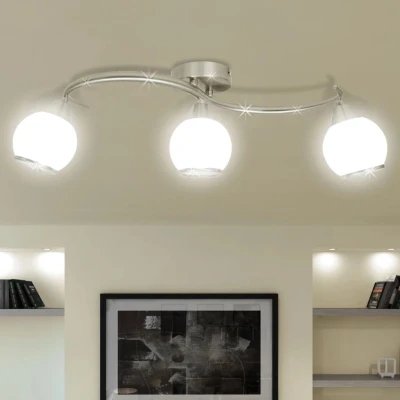 Afbeelding van Plafondlamp glazen kappen + golvende rail voor 3 x E14 peertjes