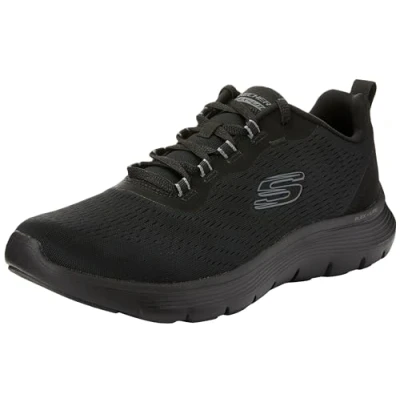 Afbeelding van Skechers Baskets basses Flex Appeal 5.0 pour femme, Bordure grise en maille noire, 37.5 EU