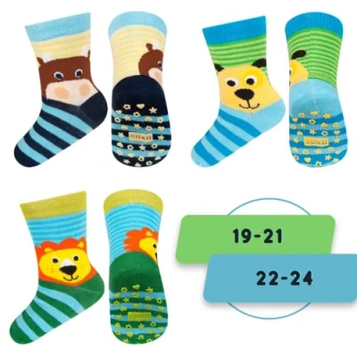 Afbeelding van 3 Paar Jongens Babysokken Antislip Monsters Maat 19 21