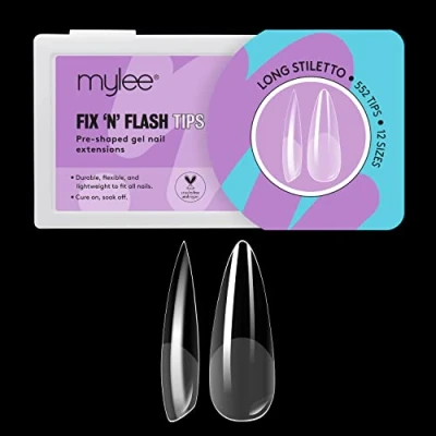 Afbeelding van Mylee Fix N Flash 552 stuks zachte geltips voor nail art, flexibel en duurzaam, 12 verschillende maten, past op alle nagels