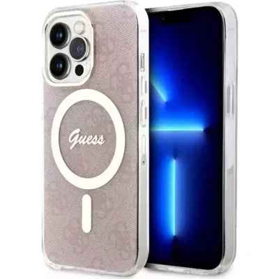 Afbeelding van Guess 4G Back Case (MagSafe Compatible) Geschikt voor Apple iPhone 13 Pro (6.1&quot;) Roze