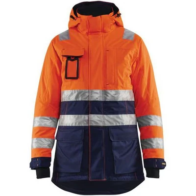Image de Parka hiver haute visibilité femme orange fluorescent/marine