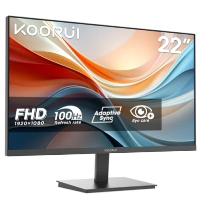 Image de KOORUI E2212F 22 Pouces Ecran PC, FHD 1920 x 1080 100Hz Moniteur, Adaptive Sync HDMI 1.4, Eye Care, inclinable de 5 à 15, VESA 100 100mm