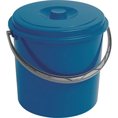 Afbeelding van Blauwe emmer 12 L volume met deksel en handvat