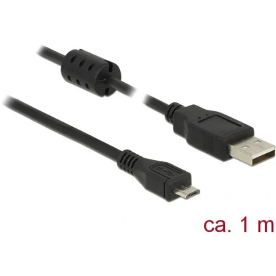 Afbeelding van Delock USB kabel 2.0 A stekker, micro B stekker 1.00 m Zwart Met Ferrietkern 84901
