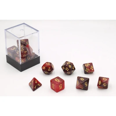 Afbeelding van Dobbelstenen Stardust Single Rood 7set