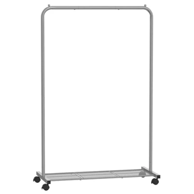 Afbeelding van SONGMICS HSR025G01 Kledingstang op wielen, metaal, 91 cm breed, met plank, 2 wielen rem, belastbaar tot 40 kg, grijs