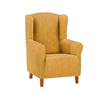 Afbeelding van Martina Home Relax fauteuilhoes, polyester elastaan ​​katoen, mosterd, oorfauteuil