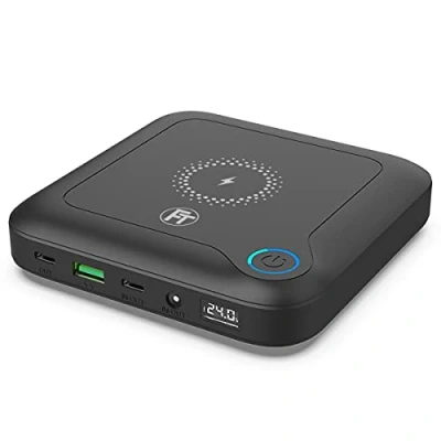 Afbeelding van FeinTech PLG02400 externe batterij 60 W PD USB C DC voor laptop, MacBook, iPad, tablet, smartphone, camera, Nintendo Switch, draadloos opladen 10 W, 88 Wh, 24000 mAh, 122 x