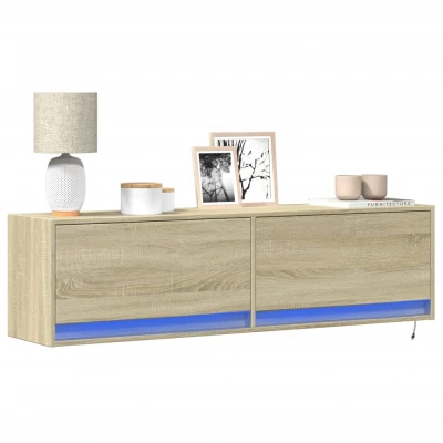 Afbeelding van vidaXL Tv wandmeubel met LED verlichting 140x31x38 cm sonoma eiken