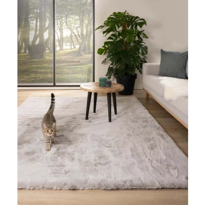 Afbeelding van Zacht Hoogpolig Vloerkleed Comfy Plus Lichtgrijs 80x150 Cm