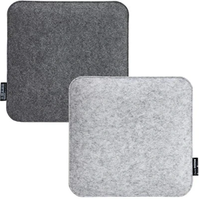 Afbeelding van 2 vilten zitkussen vierkant 35x35x3cm stoelkussen stoelpad zacht kleurig grijs