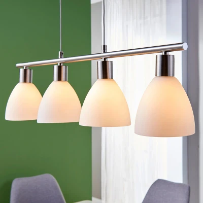 Afbeelding van Lindby hanglamp Simeon, 73 cm, nikkel, glas, metaal