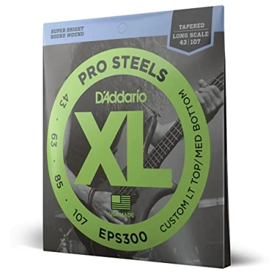 Afbeelding van D&#039;Addario 4er bas XL Pro Steels 43 107 60 85 107, EPS300 Snarenset voor 4 string basgitaar