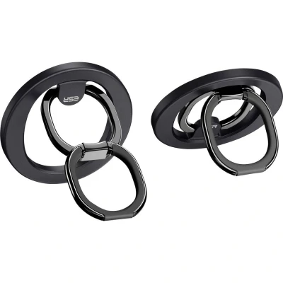 Afbeelding van ESR HaloLock Metalen Magnetische Vinger Ring Standaard Compatibel met MagSafe Opvouwbaar Uitklapbaar Zwart