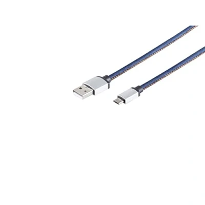 Afbeelding van USB Micro B naar A kabel USB2.0 tot 2A / blauw jeans 2 meter