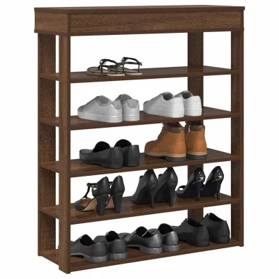 Afbeelding van Schoenenrek 80x30x98 cm bewerkt hout bruin eikenkleur