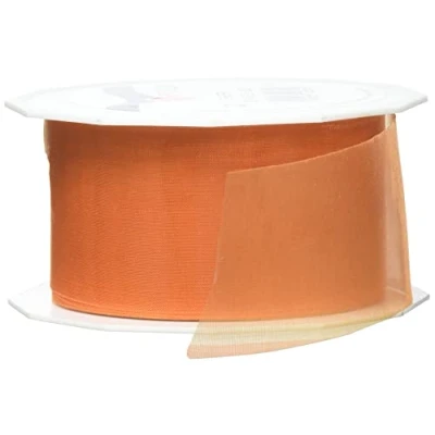Afbeelding van C.E. Pattberg Organza lint transparant oranje 27 m lang, 4,1 cm breed, accessoires voor decoratie en knutselen, cadeaulint elke gelegenheid