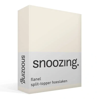 Afbeelding van Snoozing Flanel Split topper Hoeslaken Lits jumeaux 160x210/220 cm Ivoor