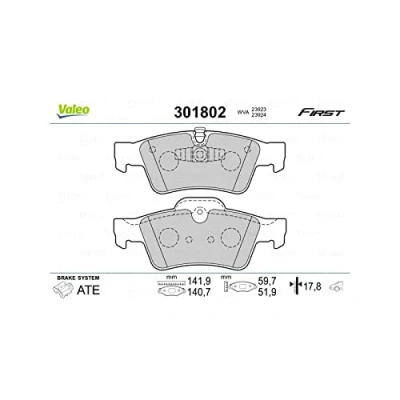 Afbeelding van VALEO 301802 Remblokkenset FIRST Achteras Excl. slijtage waarschuwingscontact Zonder anti kreukplaat MERCEDES BENZ: ML Class, S Class Saloon