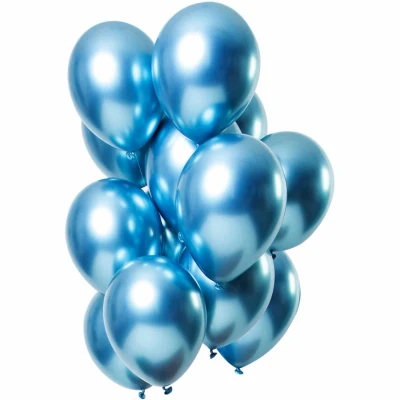 Image de Ballon set bleu clair chrome 30cm 12 pièces