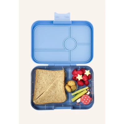 Afbeelding van Yumbox Tapas XL lekvrije Bento box lunchbox 4 vakken Hazy Blue / Panther tray