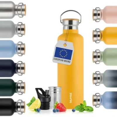Afbeelding van Blumtal Thermosfles 500 ml Dubbelwandige Drinkfles BPA Vrij Theefles Thermos Geel