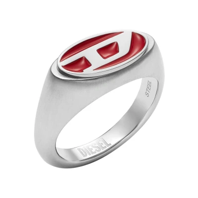 Afbeelding van Diesel zegelring met logo DX1444040 in de kleur Zilver, maat: Maat 59 18,75 mm