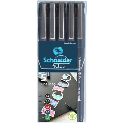 Afbeelding van Schneider Fineliner Pictus, Etui Van 5 Stuks, Assorti