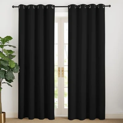 Afbeelding van NICETOWN Verduisterende gordijnen, inslagringen, 220 cm lang, koudebescherming, voor woonkamer, 2 stuks, x 140 (H B)