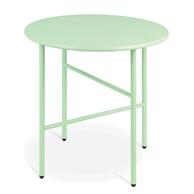 Afbeelding van bomoe Finn Ronde Bijzettafel Metaal Munt Ø 44 cm Tafelblad Krasbestendig Stabiel, Lichtgewicht Salontafel Binnen &amp; Buiten