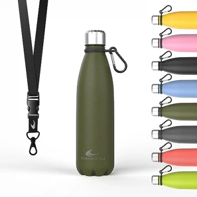 Image de Daikoku Bouteille d&#039;Eau en Acier Inoxydable Thermos Isotherme 500ml Sans BPA Etanche Idéale pour le Sport, Bureau, la Randonnée Vert Militaire 500 ML
