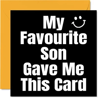 Afbeelding van grappige verjaardagskaart voor mama en papa My Favourite Son papa, mama, zoon, verjaardagscadeau, 145 mm x
