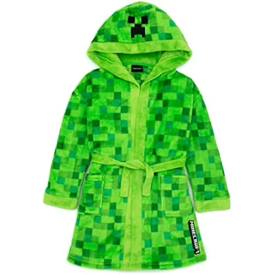 Afbeelding van Minecraft Creeper Gamer Pixely Weeg Badjas Jongens Pe Badjas, Groen
