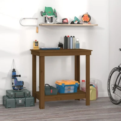Afbeelding van Werkbank 80x50x80 cm massief grenenhout honingbruin