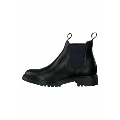 Afbeelding van Tamaris Chelsea Korte laarzen, Dames, Maat: 40, Black lea navy Leer