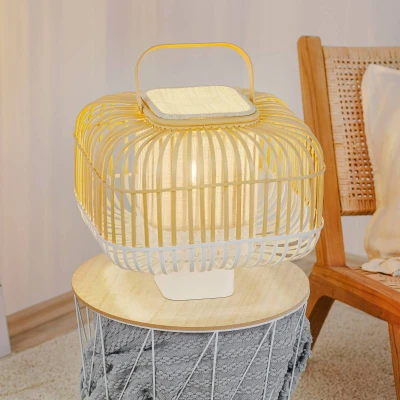 Afbeelding van Forestier Bamboo square tafellamp small white