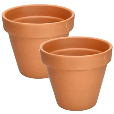 Afbeelding van KOTARBAU® Set van 2 plantenpotten, terracotta, diameter 17 cm, met rand voor binnen en tuin