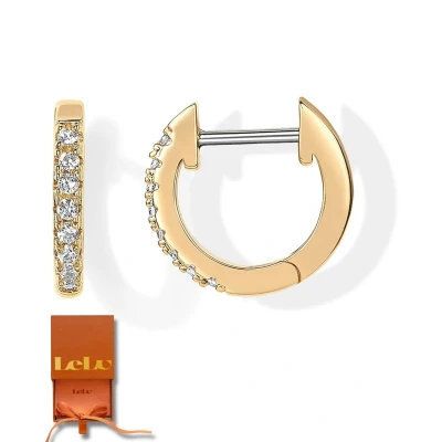 Afbeelding van LeLu Oorringen Gouden Oorbellen Dames 14K Goud Verguld Cuff Oorhangers Oorstekers Sierraden Zirkonia Kristal Steentjes 12mm